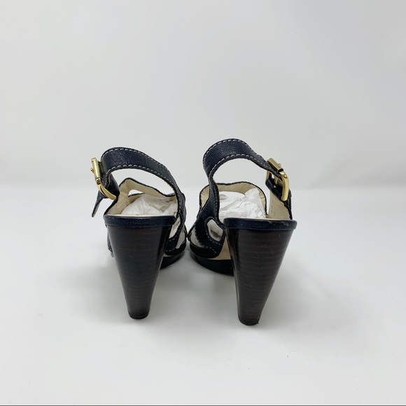 Max Studio Navy Stack Heel Sandal 8.5 - Picture 5 of 8